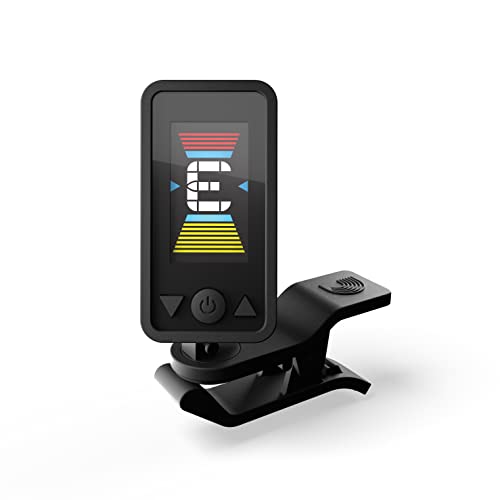 D'Addario Cello Tuner & Bass Tuner – Eclipse Kopfplatte Tuner – Clip On Tuner für Cello oder Bass – Vollfarbiges, vertikales Display mit Drehgelenk – schnelle und genaue Stimmung